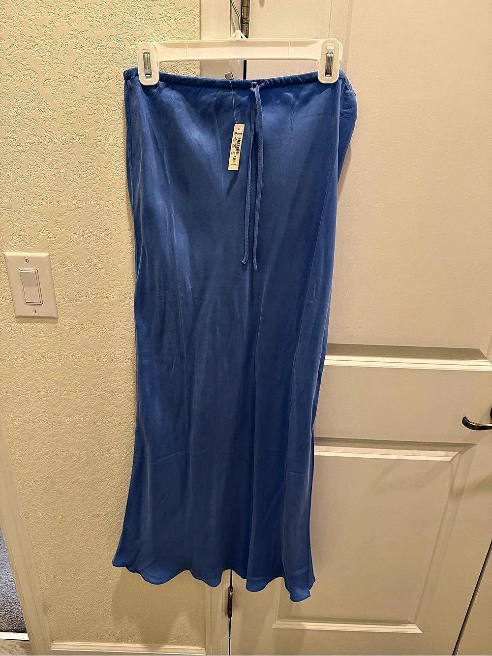 Madewell Drawstring Midi Slip Skirt Blue